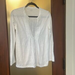 White 100% cotton Ann Taylor Loft blouse with deep v-neck